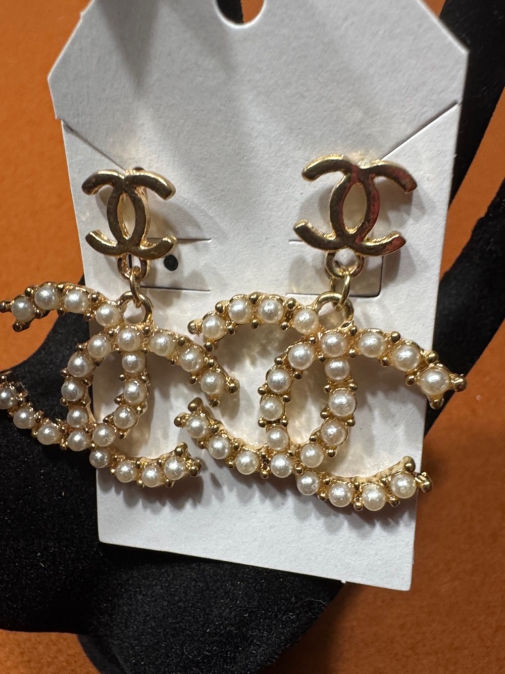 CC Gold and Pearl Statement Earrings